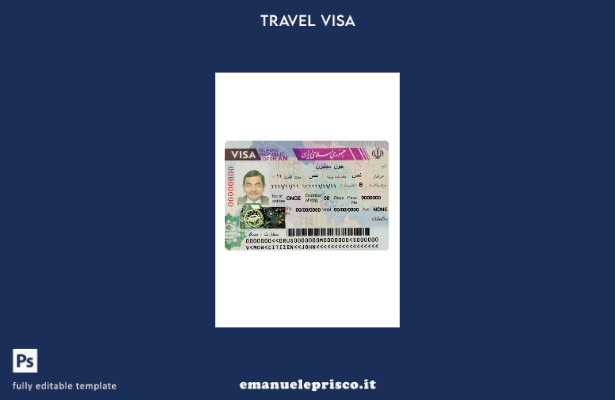 modello di visto di viaggio per l'Iran in stile verificato