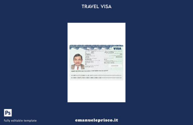 modello di visto di viaggio per l'Uruguay in stile verificato