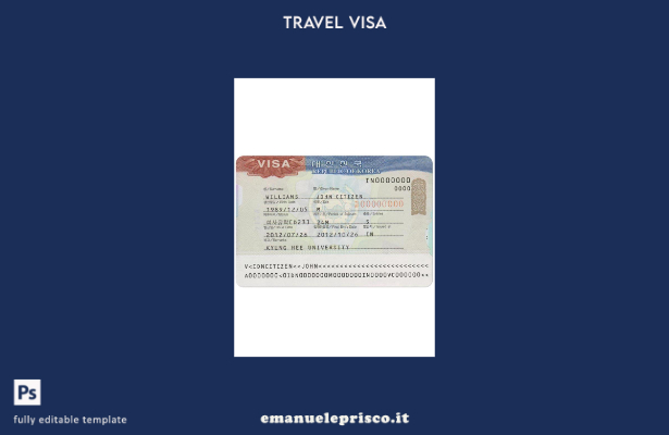 modello di visto di viaggio per la Corea in stile verificato