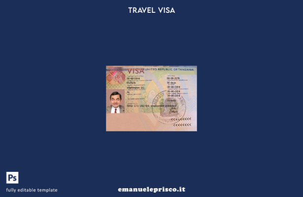 modello di visto di viaggio per la Tanzania in stile verificato