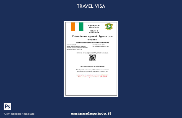 modello di visto e stile verificato per la Costa d'Avorio