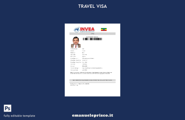 modello di visto elettronico per Etiopia in stile verificato nei formati Word e