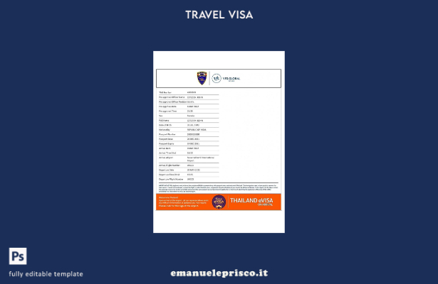 modello di visto elettronico per Thailandia in stile verificato
