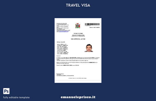 modello di visto elettronico per Zambia in stile verificato