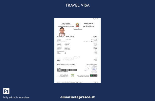 modello di visto elettronico per gli Emirati Arabi Uniti in stile verificato
