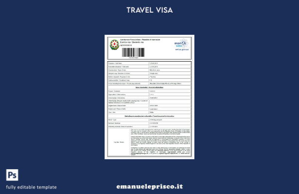 modello di visto elettronico per l'Azerbaigian in stile verificato