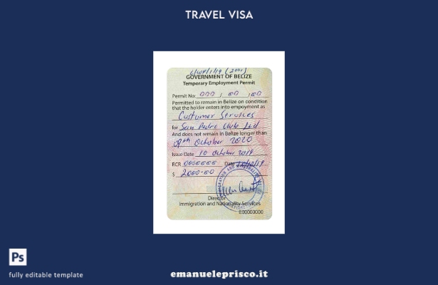 modello di visto lavorativo per il Belize in stile verificato