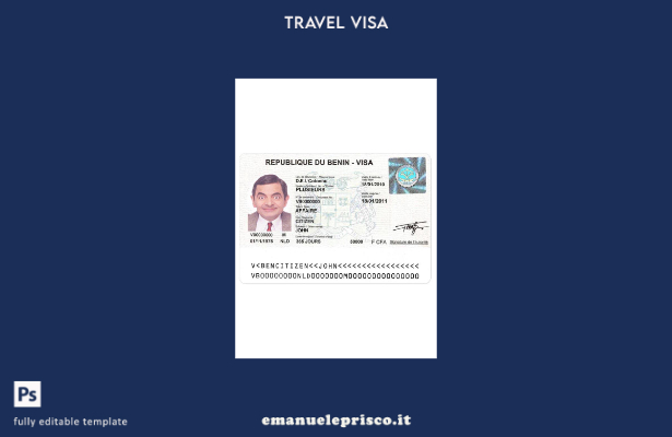 modello di visto per Benin in stile verificato