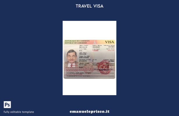 modello di visto per Camerun in stile verificato