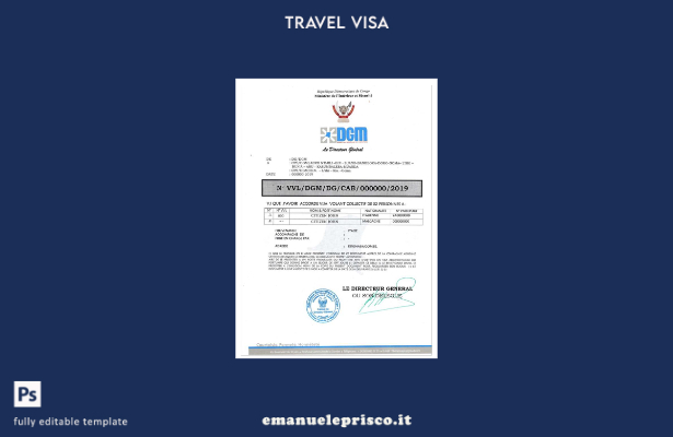 modello di visto per Congo stile verificato