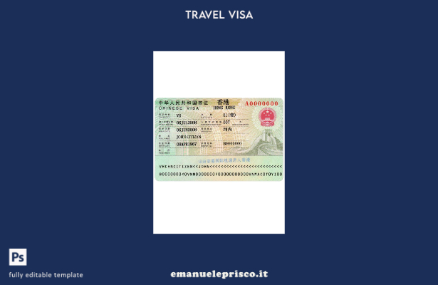 modello di visto per Hong Kong in stile verificato