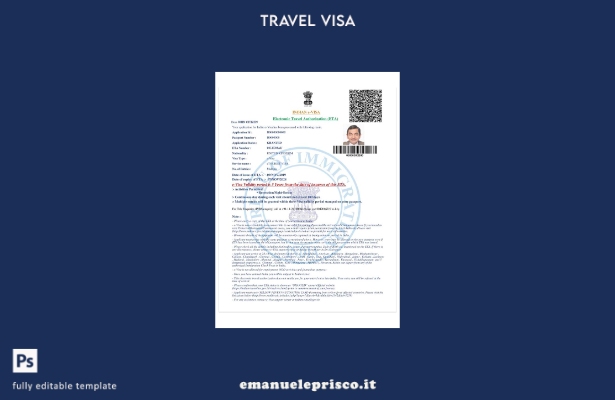 modello di visto per India in stile verificato