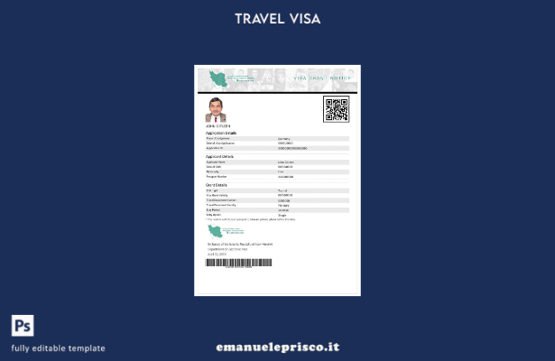 modello di visto per Iran e stile verificato