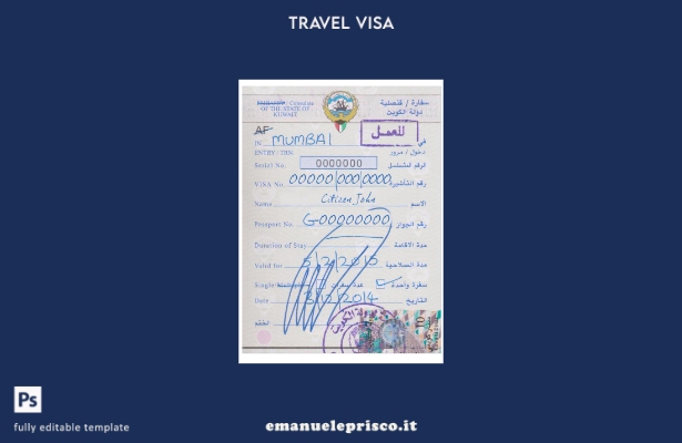 modello di visto per Kuwait in stile verificato