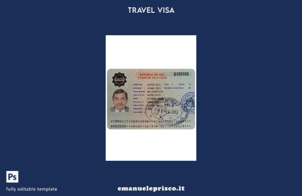 modello di visto per Myanmar in stile verificato