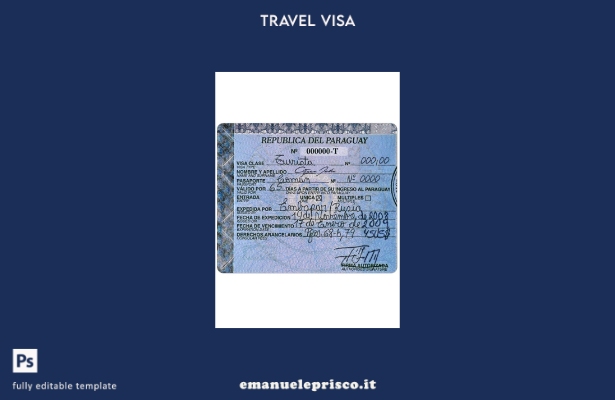 modello di visto per Paraguay in stile verificato