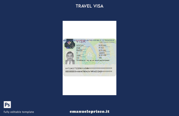 modello di visto per Tanzania in stile verificato