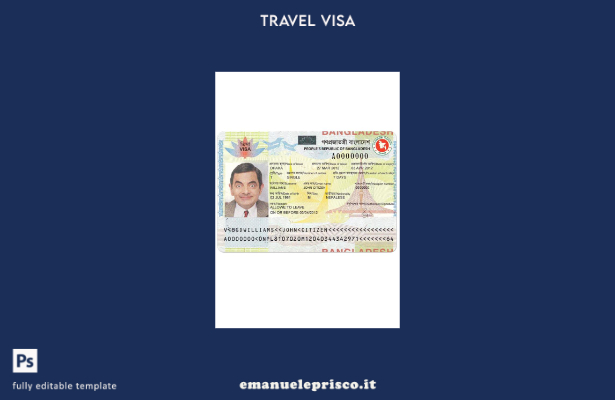 modello di visto per il Bangladesh in stile verificato