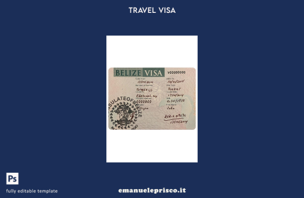 modello di visto per il Belize in stile verificato