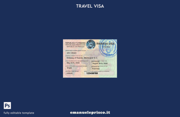 modello di visto per il Ruanda in stile verificato