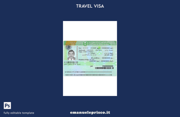 modello di visto per l'Arabia Saudita in stile verificato
