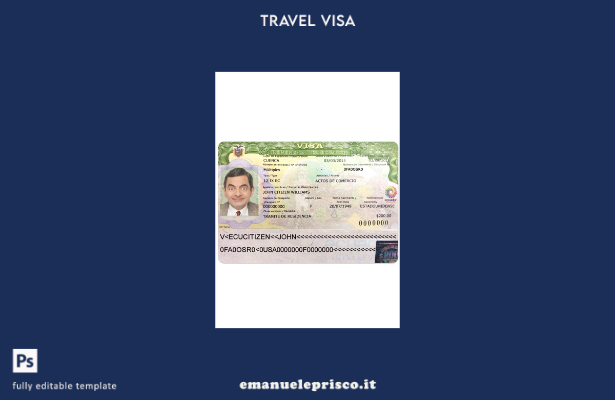 modello di visto per l'Ecuador in stile verificato