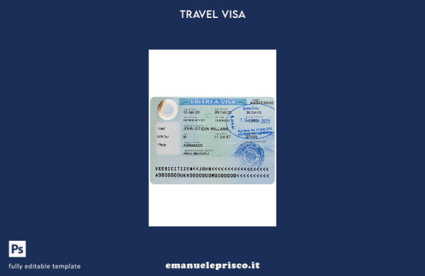 modello di visto per l'Eritrea in stile verificato