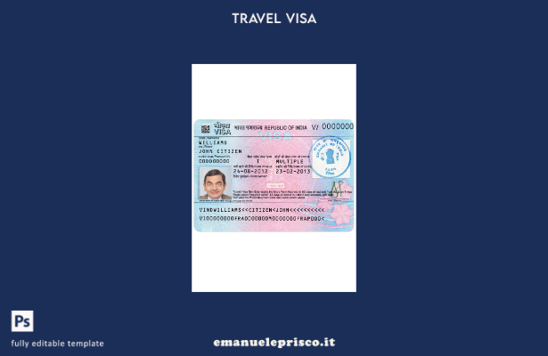 modello di visto per l'India in stile verificato