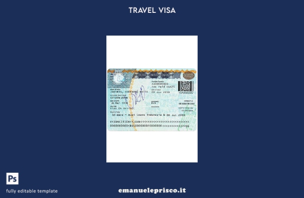 modello di visto per l'Indonesia in stile verificato
