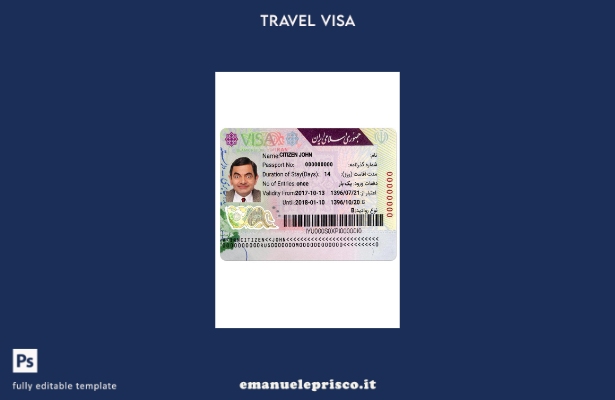 modello di visto per l'Iran in stile verificato