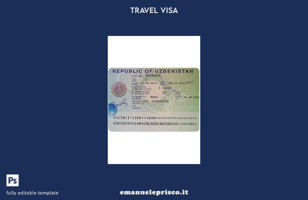 modello di visto per l'Uzbekistan in stile verificato