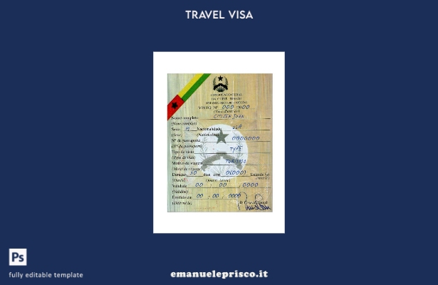 modello di visto per la Guinea Bissau in stile verificato