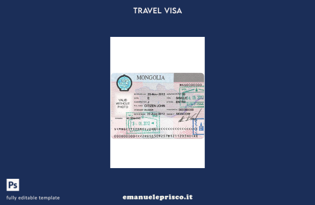 modello di visto per la Mongolia in stile verificato