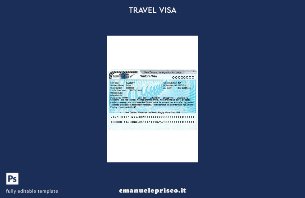 modello di visto per la Nuova Zelanda in stile verificato