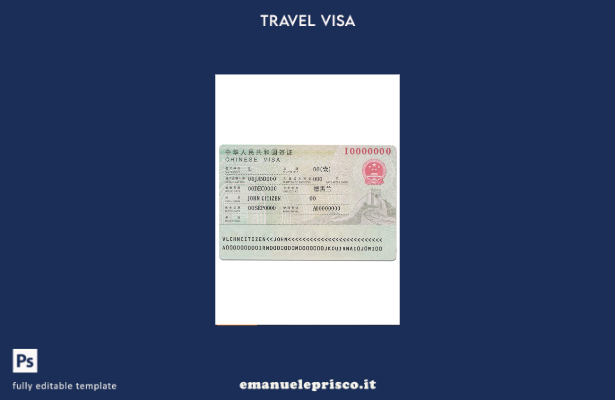 modello di visto turistico cinese in stile verificato