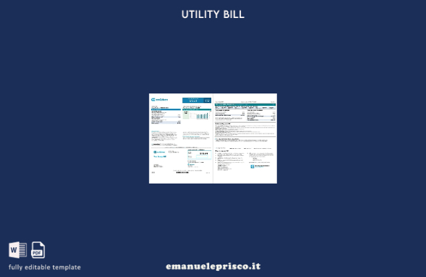 Modello di pagine di bollette delle utenze USA Con Edison in stile verificato (a