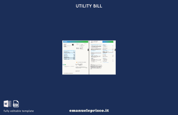 Pagine di bollette USA Cox in stile verificato, modello di pagine