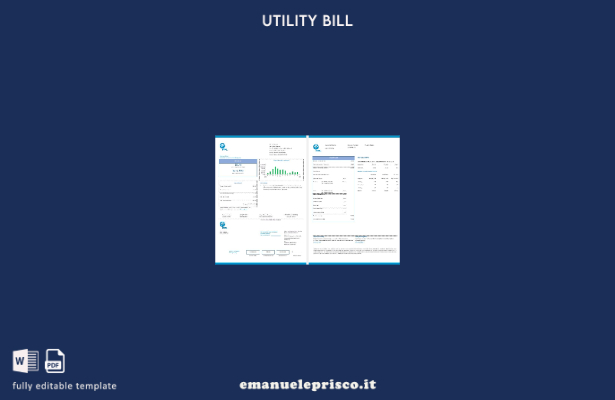 Pagine di bollette elettriche FPL USA in stile verificato, modello di versione