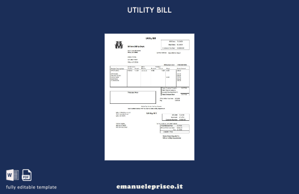 modello di bolletta dell'acqua del Massachusetts Milton Utility Dept stile verif