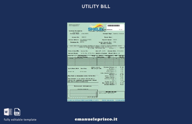 modello di bolletta della St. Kitts Electricity Company (SKELEC) stile verificat