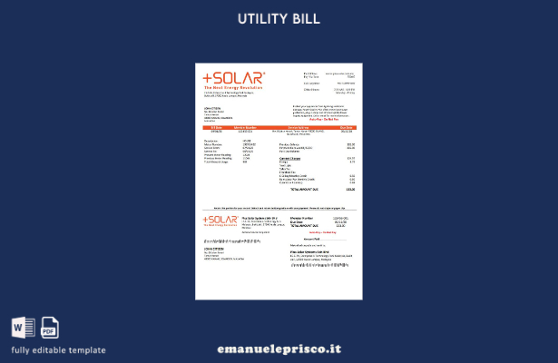 modello di bolletta delle utenze Malaysia Plus Solar Systems Sdn Bhd in stile ve