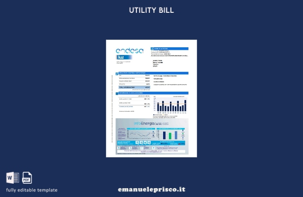 modello di bolletta delle utenze Spagna Endesa luz stile verificato