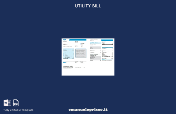 modello di bolletta delle utenze USA Cox in stile verificato