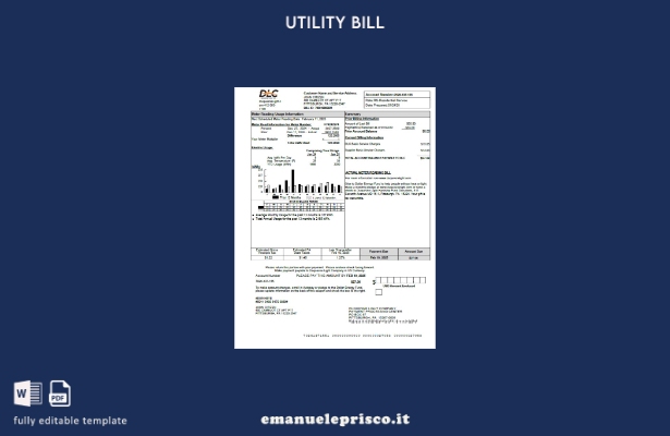 modello di bolletta delle utenze USA Duquesne Light Company in stile verificato