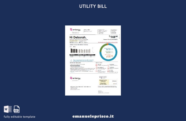 modello di bolletta delle utenze USA Entergy in stile verificato