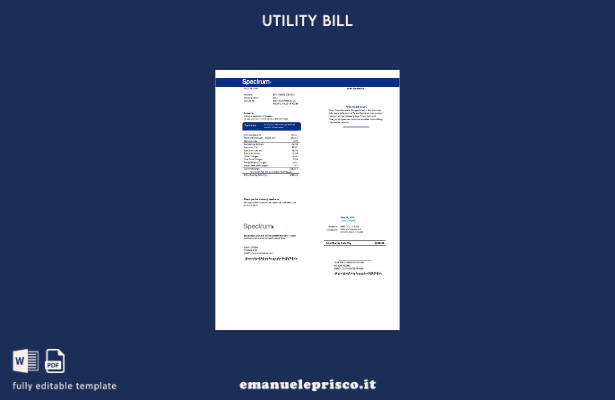 modello di bolletta delle utenze USA Spectrum in stile verificato