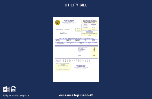 modello di bolletta delle utenze del Dipartimento della luce municipale di Marbl