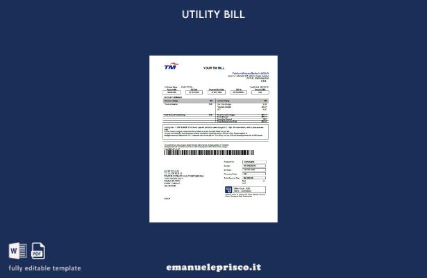modello di bolletta delle utenze di Malaysia Telekom in stile verificato