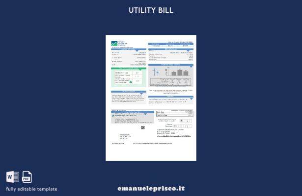 modello di bolletta di utilità USA Green Mountain Energy in stile verificato nel