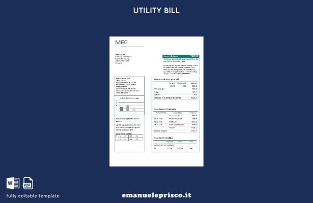 modello di bolletta elettrica stile verificato della Mongolia Energy Corporation